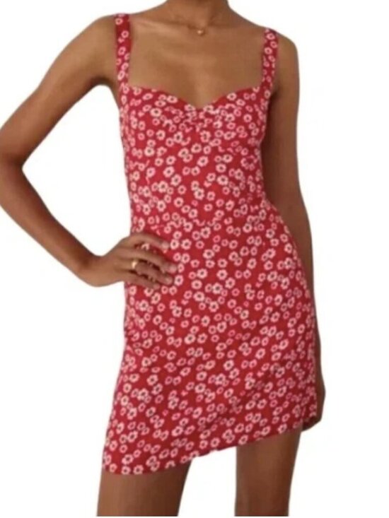 Reformation Dresses & Skirts - Reformation Baldwin Dress Red Daisy Print Mini Dress 4